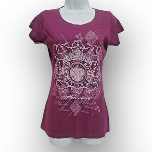 Sun Girl Magenta & Silver Bedazzled Y2K T-Shirt 100% Cotton Women’s Medium